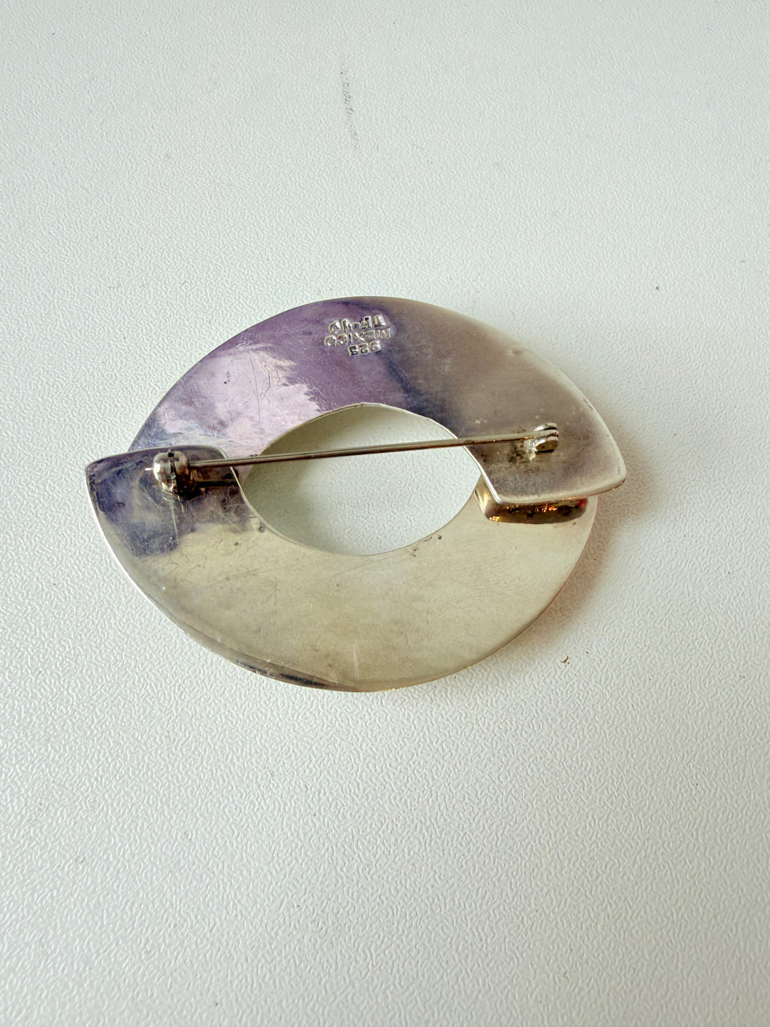 Vintage Sterling 925 Polished Mexico Abstract Hollow Puffy Brooch 20G
