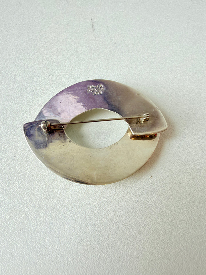 Vintage Sterling 925 Polished Mexico Abstract Hollow Puffy Brooch 20G