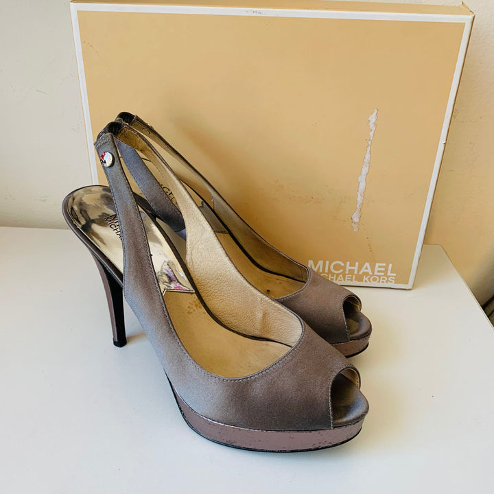 Michael Kors Platform Peep Toe Pump The York Sling Size 7.5