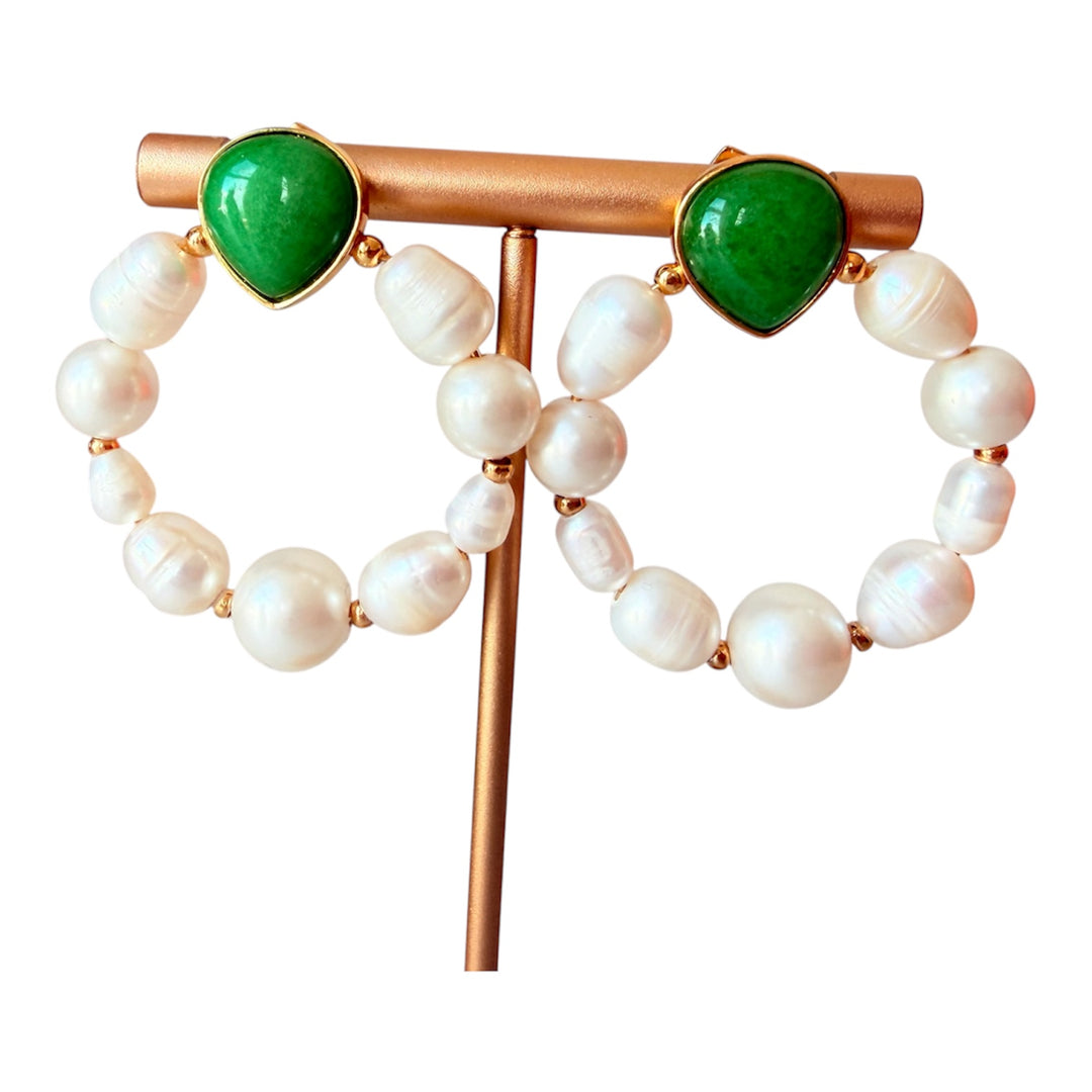 Kate Spade Semi Precious Faux Pearl Door Knocker Earrings In Green