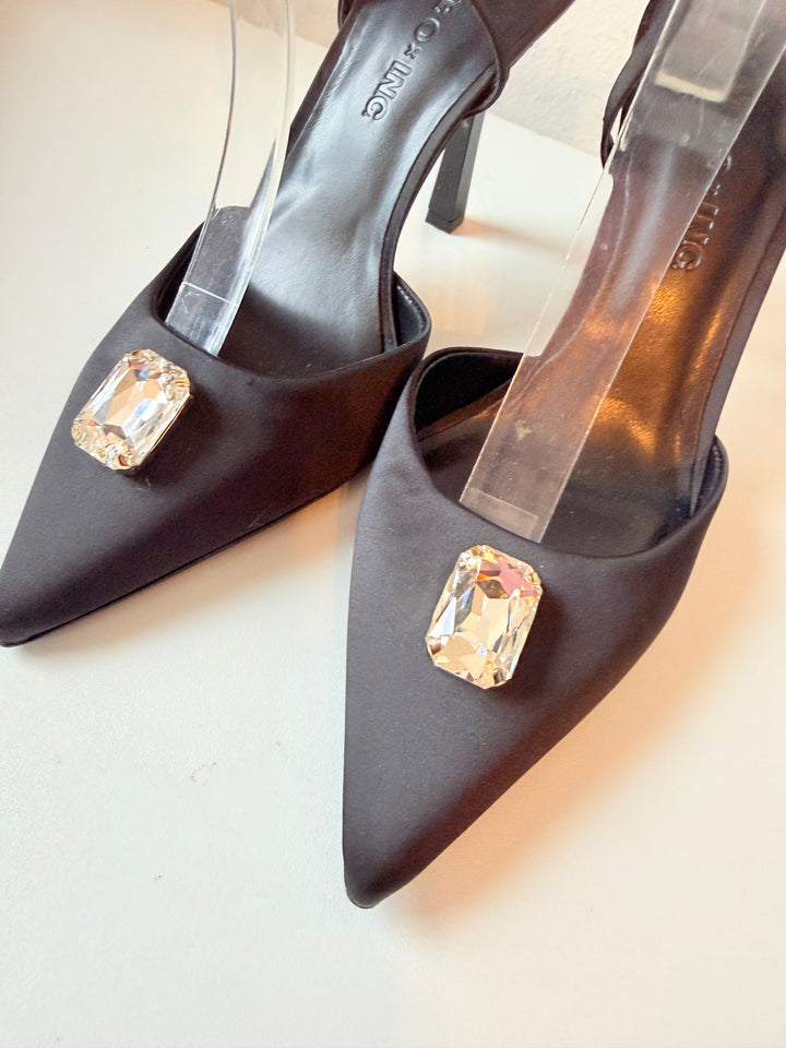 Mateo X Inc. Black Evening Rhinestone Shoes Size 9.5 New