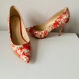 Nine West Tatiana Pointed Stiletto Pump In Orange & White Size 10.5