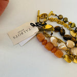 Talbots Semi Precious Stone Triple Strand Bracelet In Gold Tone