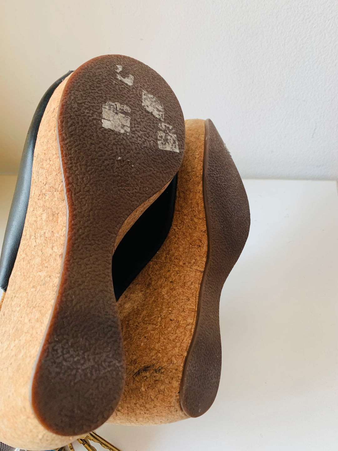 Clark’s Elements Black Leather and Cork Platform Sandals Size 8