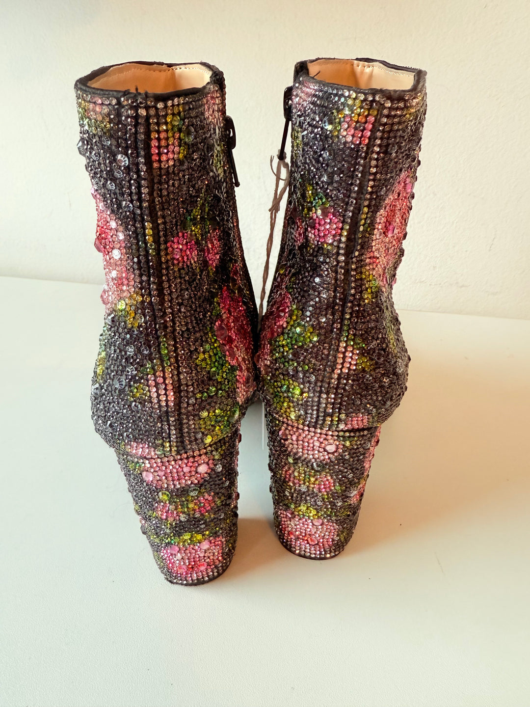 Betsey Johnson Cady Rhinestone Floral Ankle Boots Size 8.5