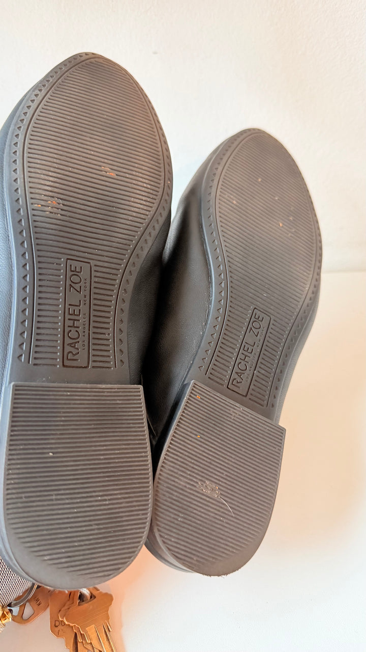 Rachel Zoe Vegan Black Leather horsebit Detail Mules Size 8
