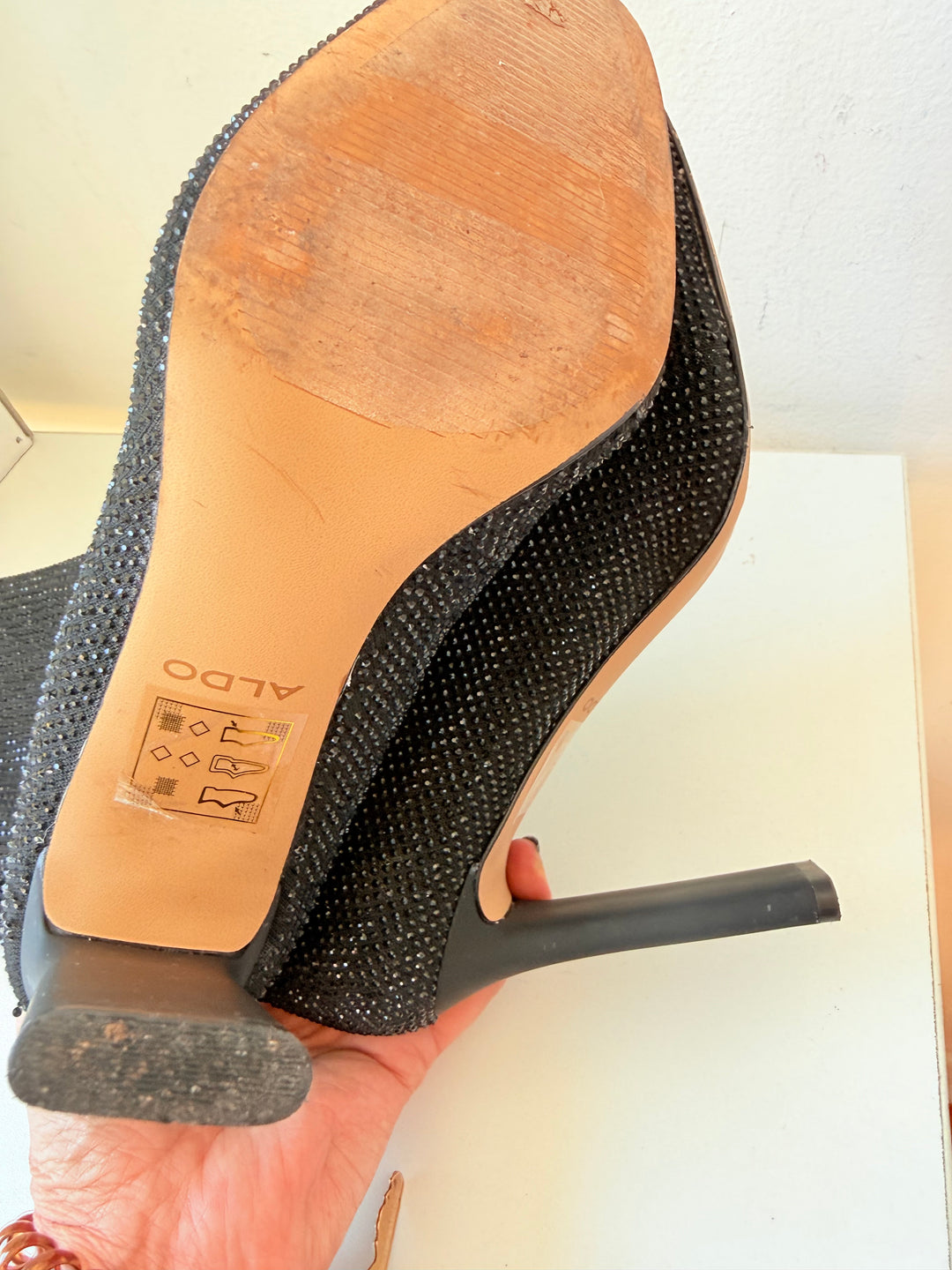 Aldo Black Faelora Rhinestone Ankle Sock Boots Size 8