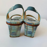 Stuart Weitzman Dayton Blue Handpainted Heeled Sandal Size 5.5