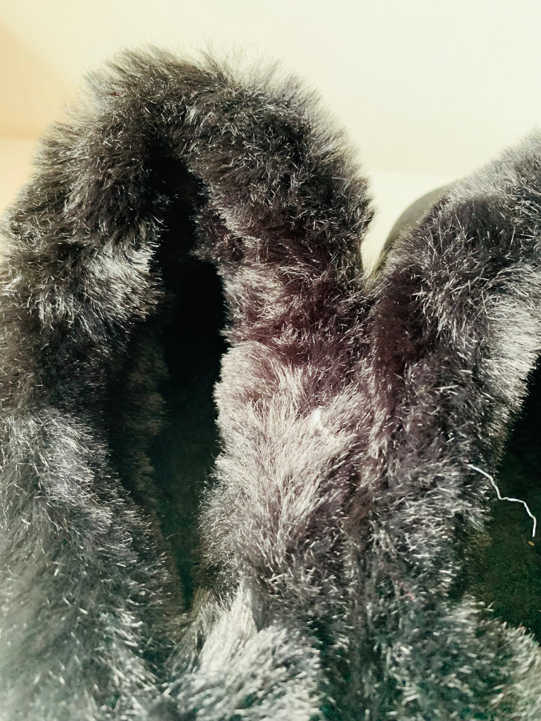Black Suede and Faux Fur Platform Mules Size 10