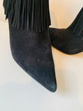 Sam Edelman Black Suede Kandice Fringe Booties Size 8