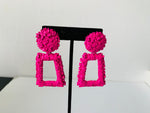 Vintage Hot Pink Textured Dangle Earrings By KelMall