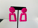Vintage Hot Pink Textured Dangle Earrings By KelMall
