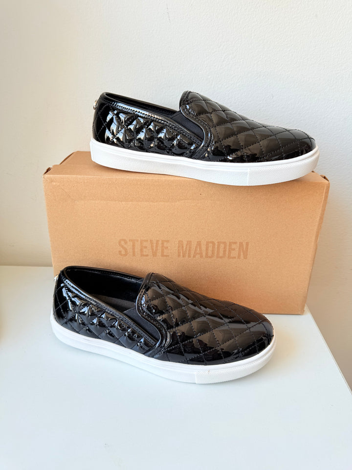 Steve Madden Black Patent Leather Slip On Flats Size 7.5 New In Box