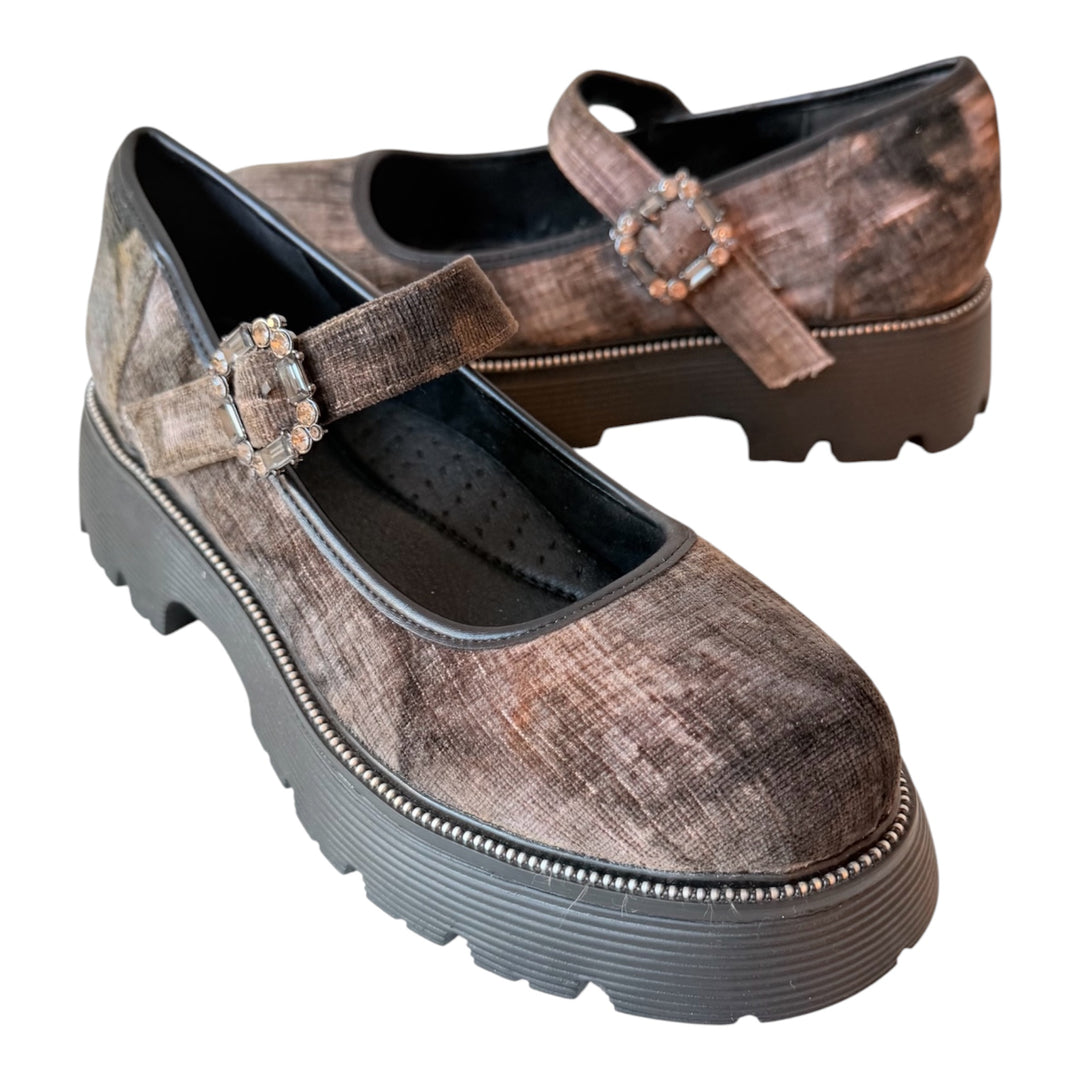 Patrizia By Spring Step Maryjana  Platform Shoes In Olive Multicolor Size 40