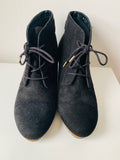 Dr Scholls Black Suede Wedge Bootie Size 10