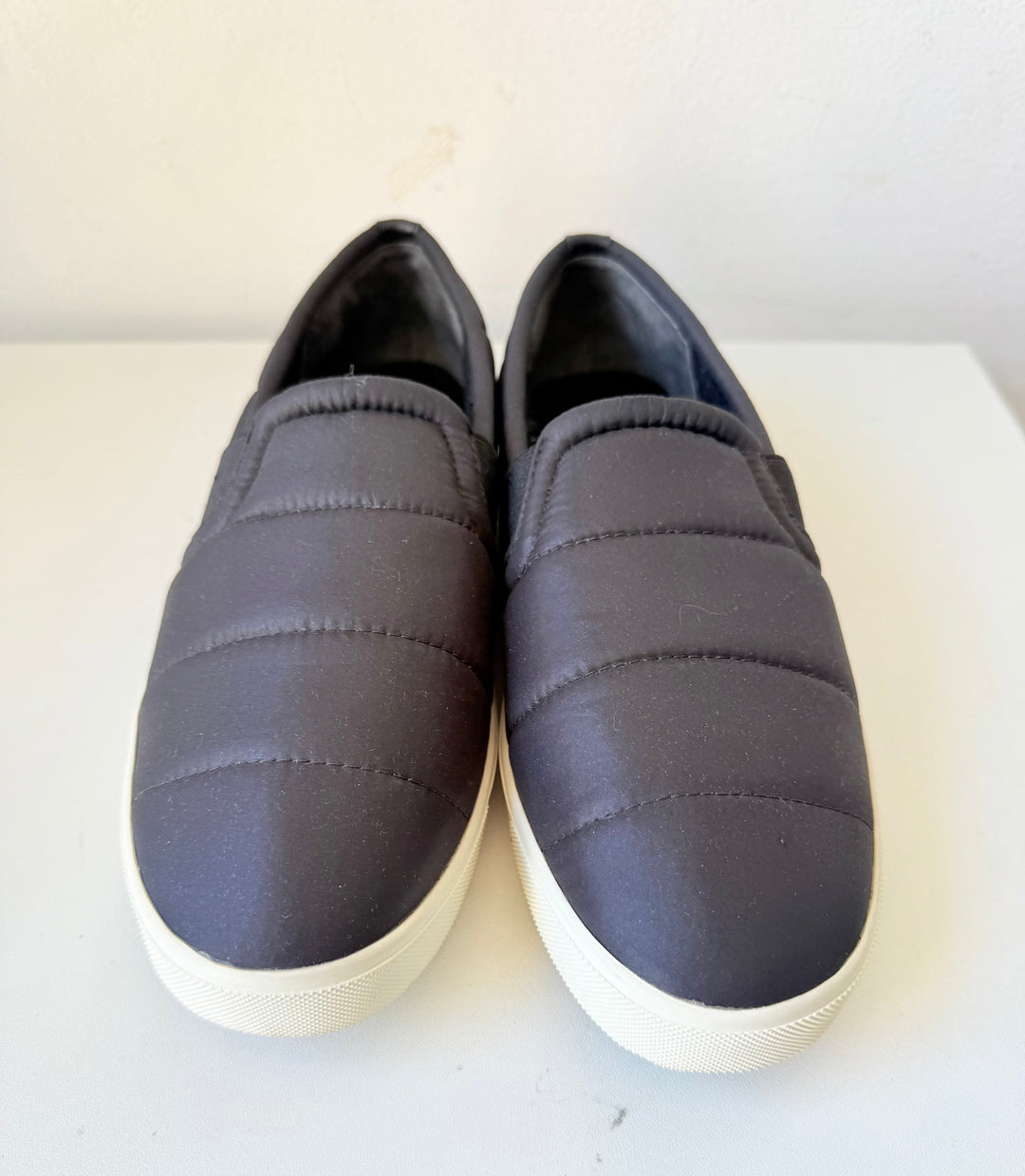 Vince Blair Black Quilted Slip On Sneakers Size 7