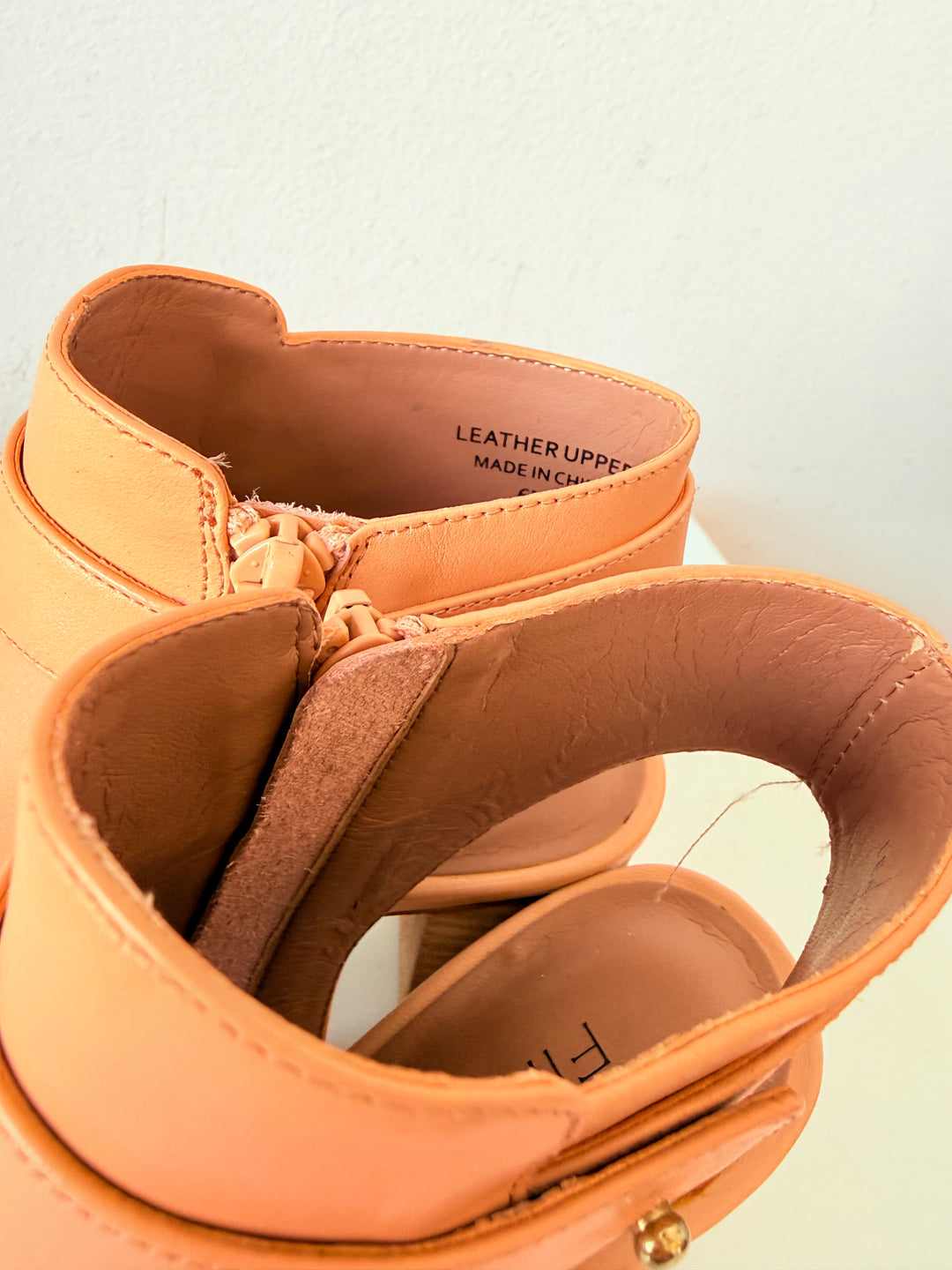 Firth Leather Light Peach Peep Toe Bootie The Shay Model Size 6.5