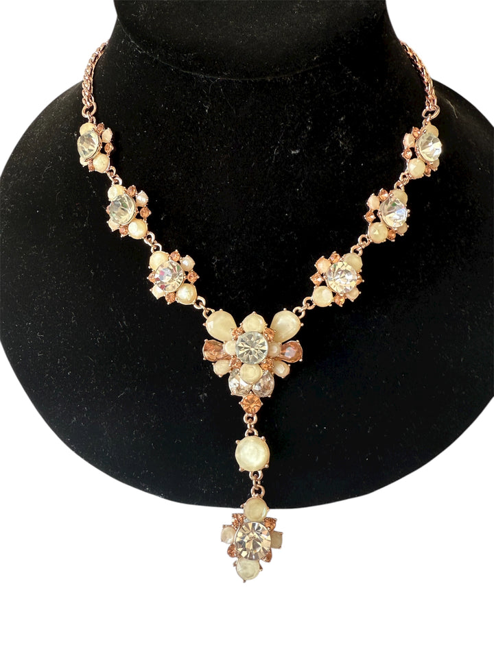 Charter Club Peach Rhinestone Statement Necklace