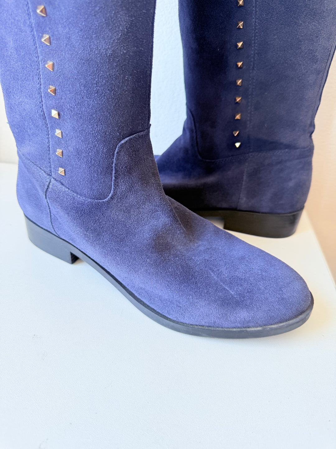 Marc Fisher Dark Blue Suede And Studded Boots Size 9.5