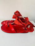 Tamara Mellon X D’ Ascoli Oasis Sandal Leather & Silk Ankle Wrap In Red Size 40.5 NEW (US 10-10/12) Women’s