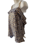 MICHAEL Michael Kors Navy & Gold Print Tank Size Medium