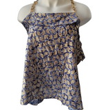 MICHAEL Michael Kors Navy & Gold Print Tank Size Medium
