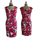 White House Black Market Rose Print Dress Size 8