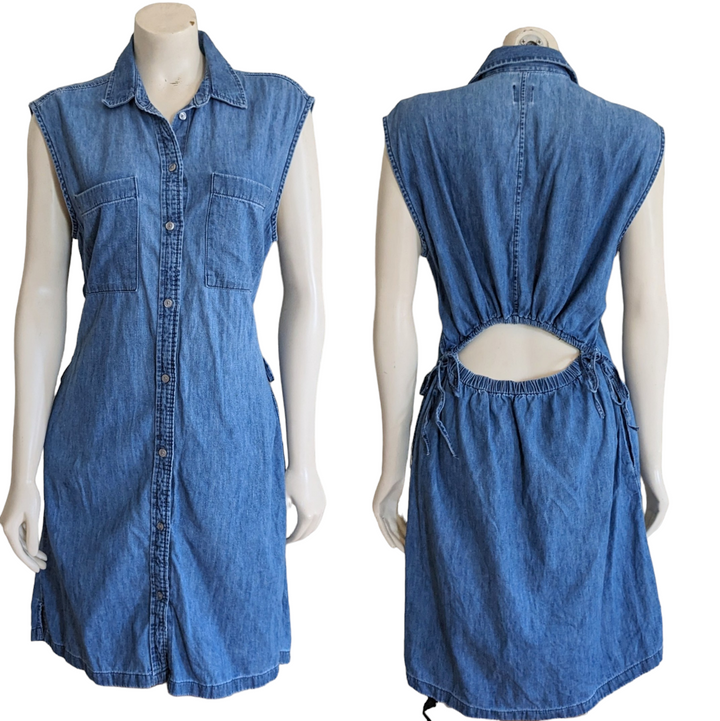 GAP Denim Utility Dress with Back Cutout Size Small
