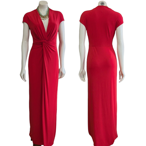 H By Halston Red Maxi Dress Size Small