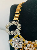 Banana Republic Rhinestone Statement Necklace in Gold & Silver Tone