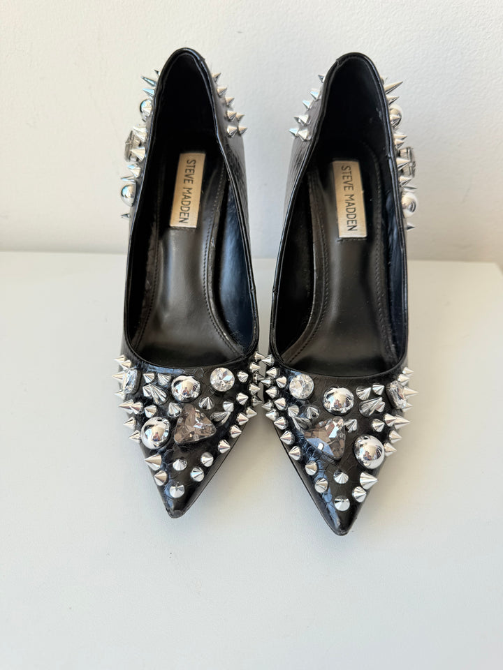 Steve Madden Veronicka Black Rhinestone Studded Pumps Size 8