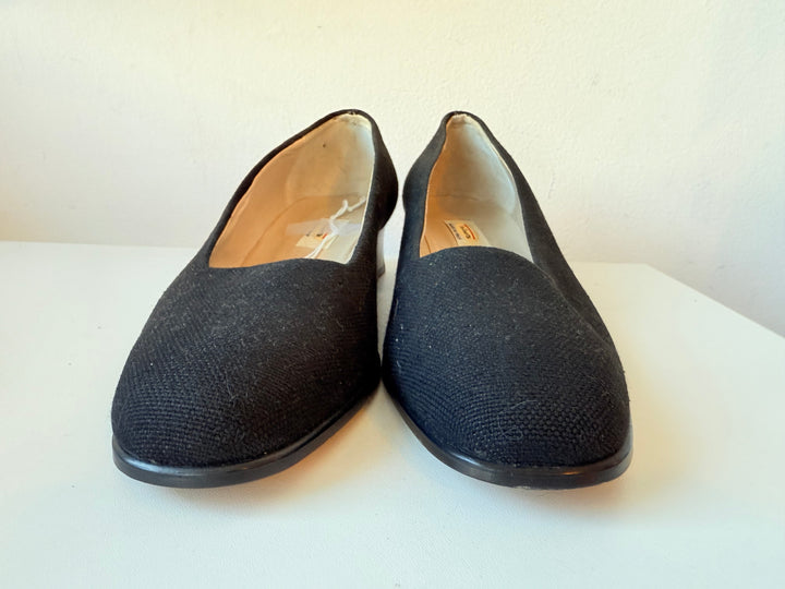 Talbots Black Woven Fabric Classic Block Heel Pump Size 9 D ( wide) New