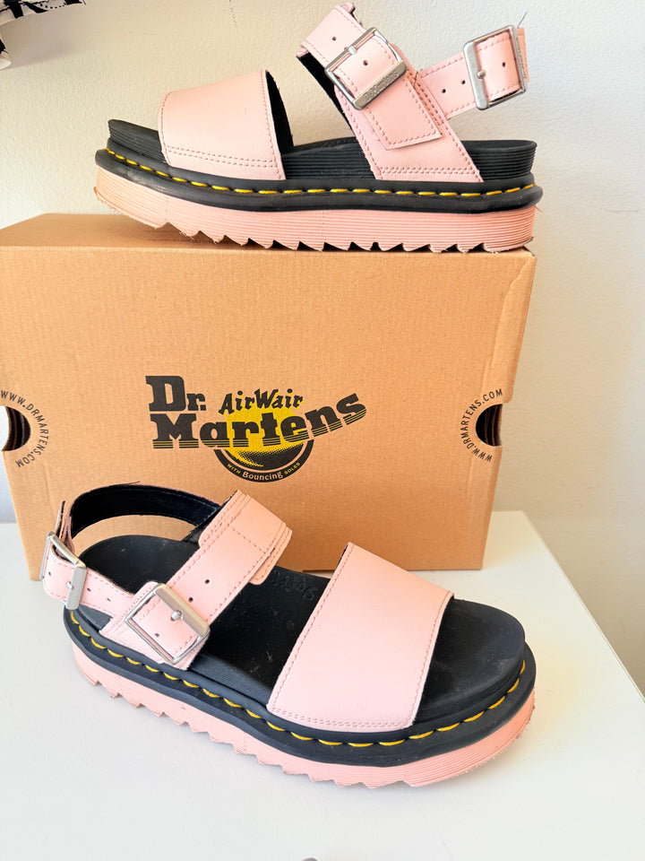 Doc Martens Voss Air Wear Hydro Leather Sandals In Pink Size 6