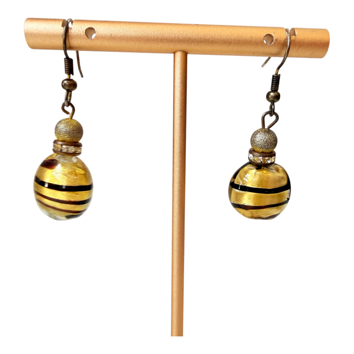 Murano Antico Tesoro Striped Gold Glass Bead Drop Earrings