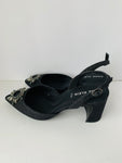 Anne Klein Billie Iflex Black Glitter Rhinestone Embellished Slingback Heels Size 7.5 NEW