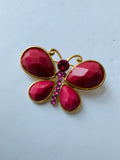 Pink Stone and Rhinestone Butterfly Brooch
