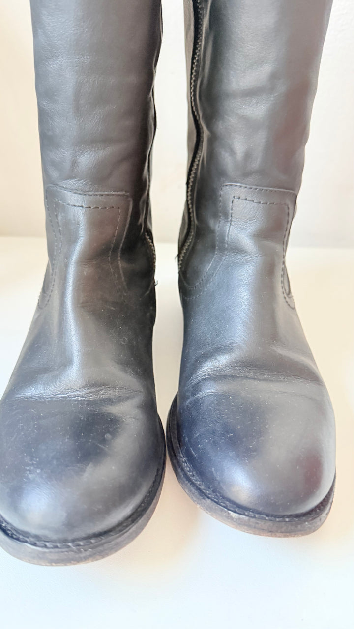 Frye Paige Tall Black Leather Riding Boots Size 6
