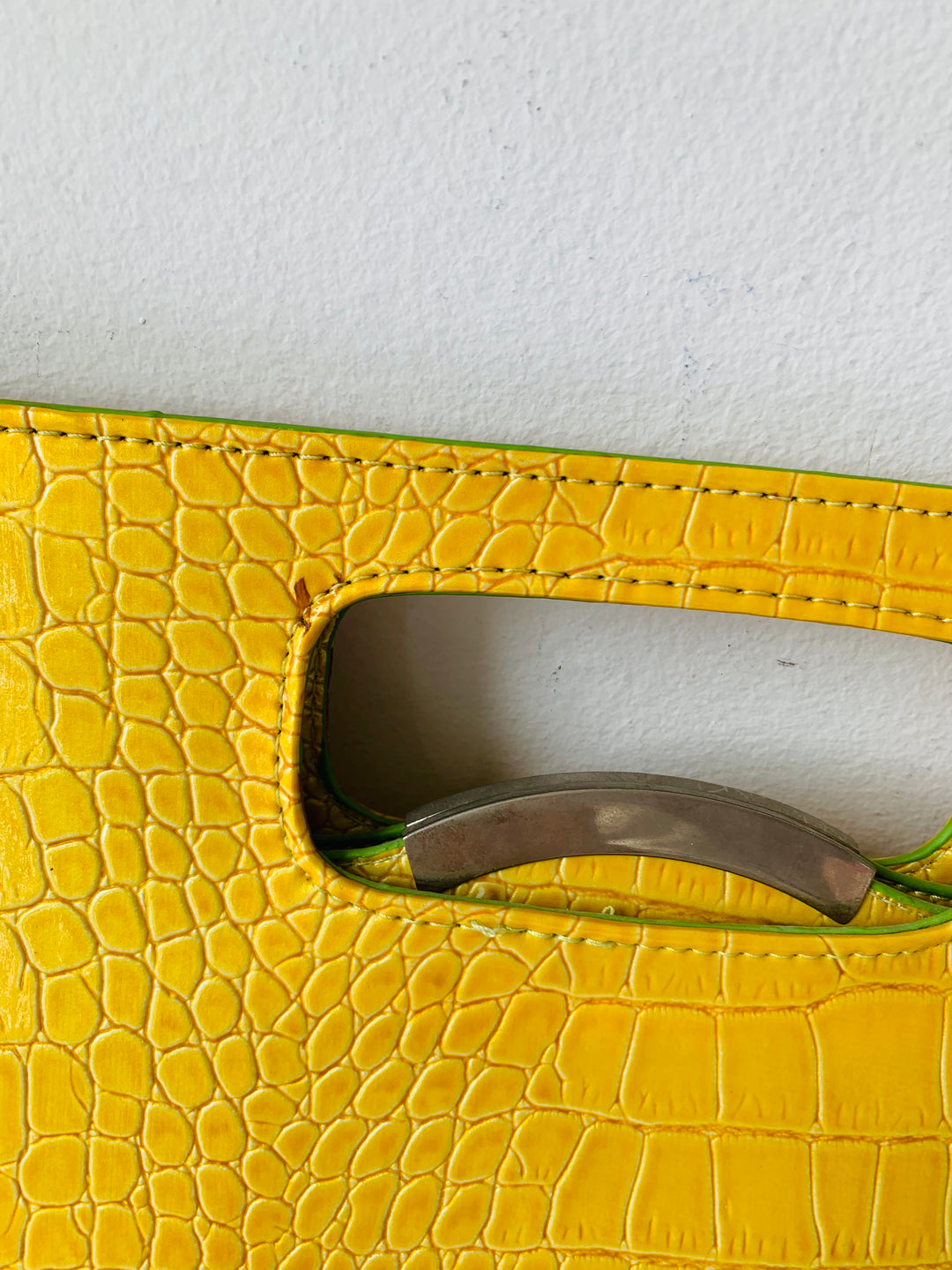 Vintage Yellow Croc Embossed Clutch Handbag