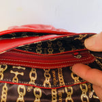 Tignanello Red Genuine Pebble Grain Leather Flap Messenger Crossbody Shoulder Handbag