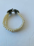 Ben -Amun Art Deco Style Pearl Bracelet With Rounded Swirl Crystal Clusters