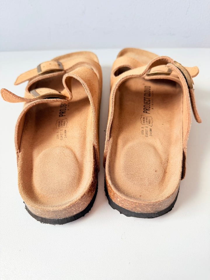 Project Cloud Venita In Chestnut Leather Womens Flat Sandals Size 6.5