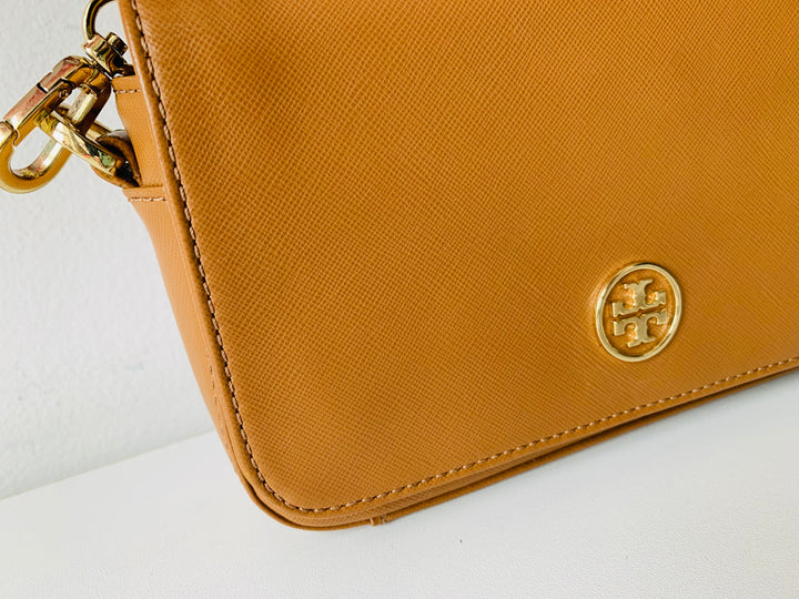 Tory Burch Brown Saffiano Leather Crossbody Handbag