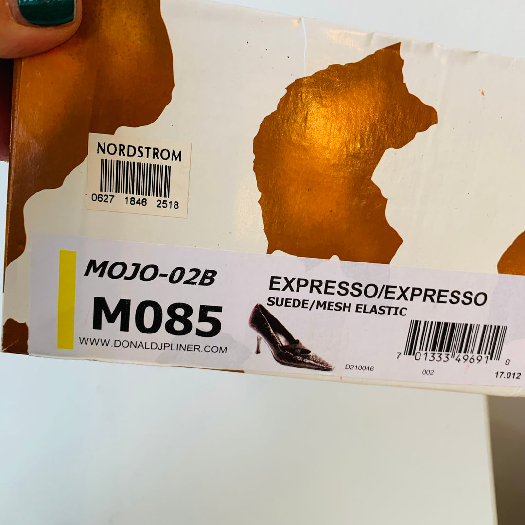 Donald Pliner Mojo Brown Suede Pumps With Elastic Cross Straps Size 8.5