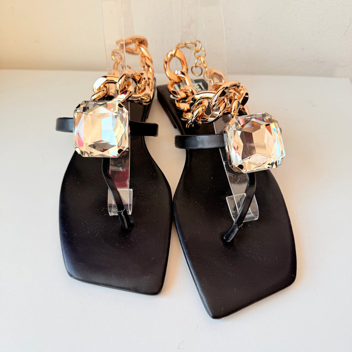 Jeffrey Campbell Ring On It Embellished Thong Chain Sandal Size 10