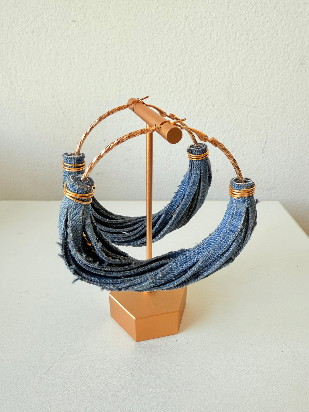 Blue Jean Handmade Hoop Earrings
