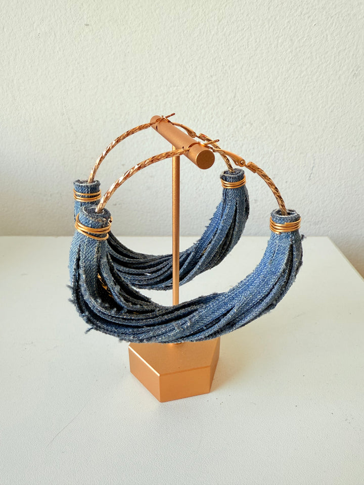 Blue Jean Handmade Hoop Earrings