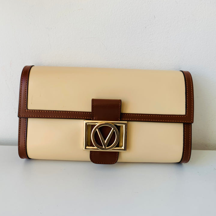 Valentino by Mario Valentino Ava Leather Crossbody/Clutch Handbag in Carob