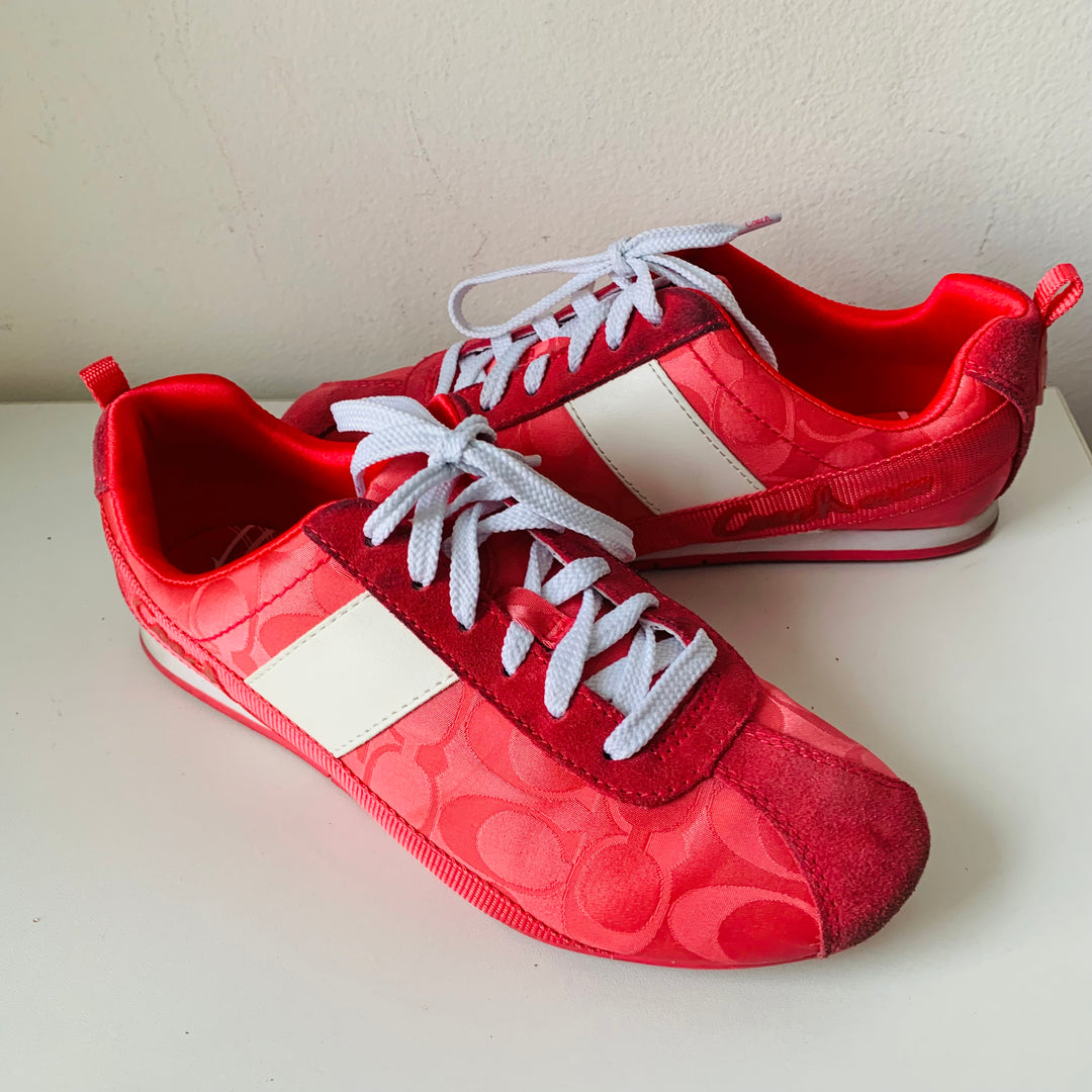Coach Hadley Pink Lace Up CC Logo Sneakers Size 6.5
