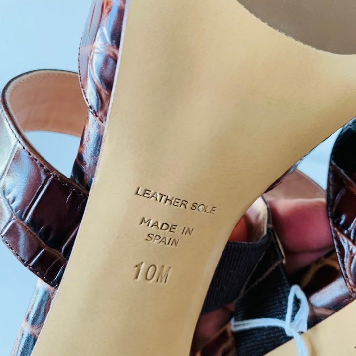 Inez New Never Worn Heeled Brown Leather Mule Size 10