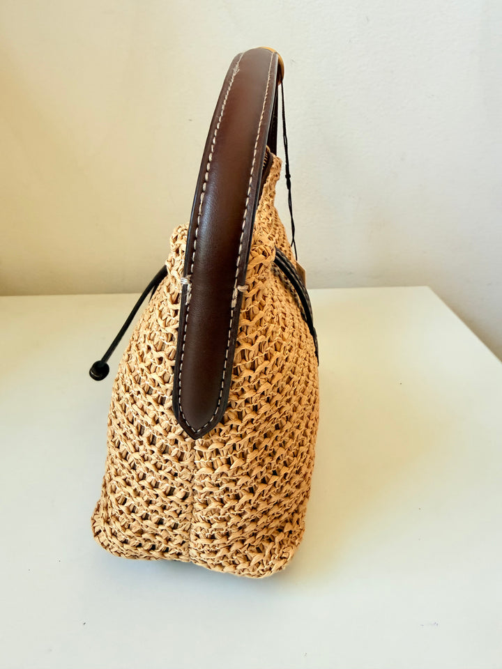 Zara Woven Mini Bucket NWT Handbag